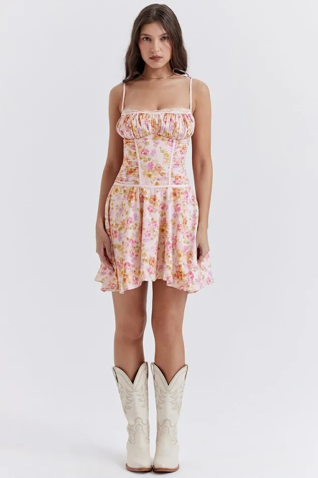 Women Alejandra Light Lavender Print Corset Dress House Of CB Dresses