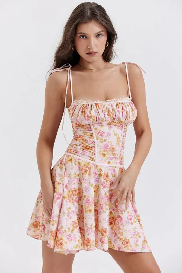 Women Alejandra Light Lavender Print Corset Dress House Of CB Dresses