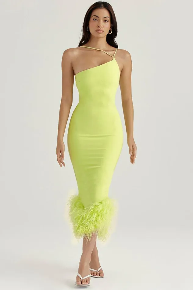 Women Alessia Lime Midi Dress House Of CB Dresses Women Alessia Lime Midi Dress House Of CB Dresses