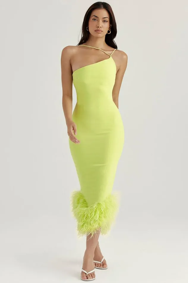 Women Alessia Lime Midi Dress House Of CB Dresses Women Alessia Lime Midi Dress House Of CB Dresses