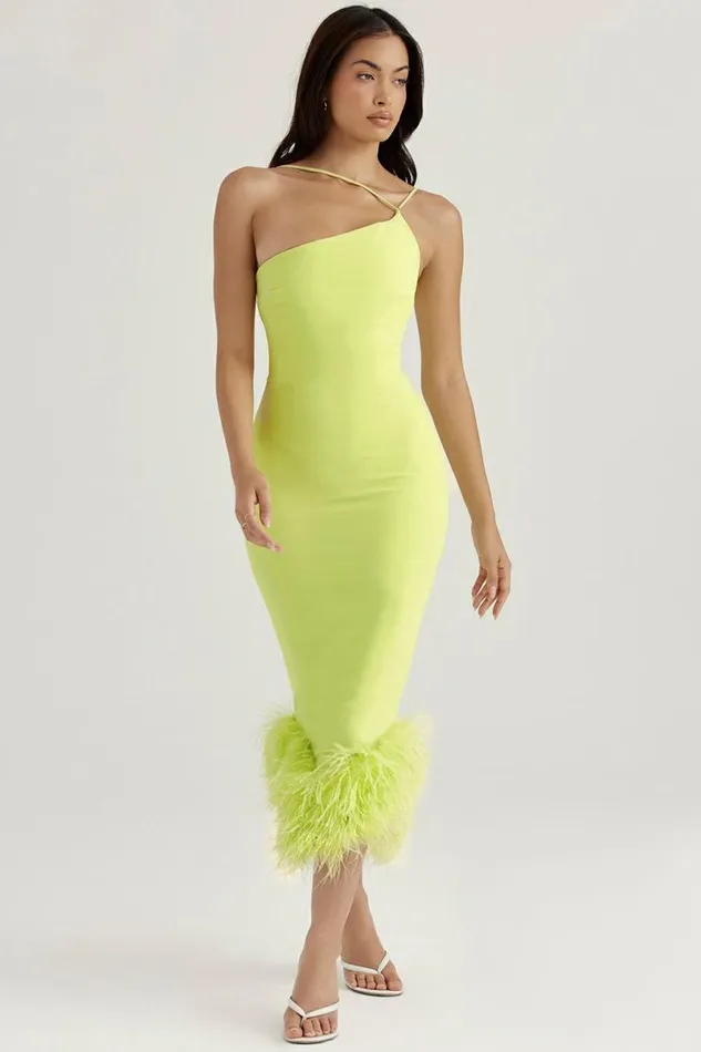 Women Alessia Lime Midi Dress House Of CB Dresses Women Alessia Lime Midi Dress House Of CB Dresses