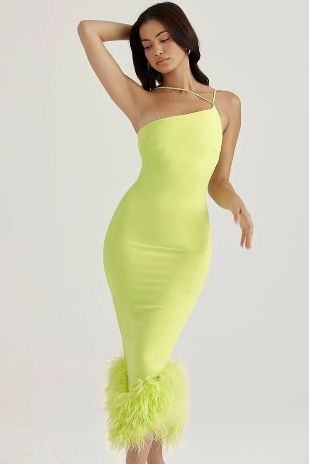 Women Alessia Lime Midi Dress House Of CB Dresses Women Alessia Lime Midi Dress House Of CB Dresses