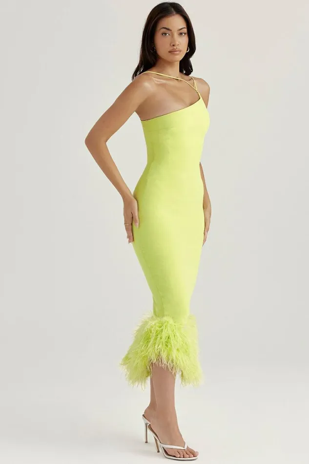 Women Alessia Lime Midi Dress House Of CB Dresses Women Alessia Lime Midi Dress House Of CB Dresses