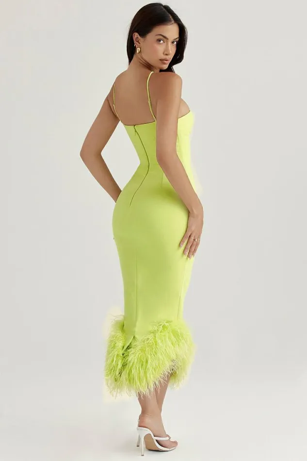 Women Alessia Lime Midi Dress House Of CB Dresses Women Alessia Lime Midi Dress House Of CB Dresses