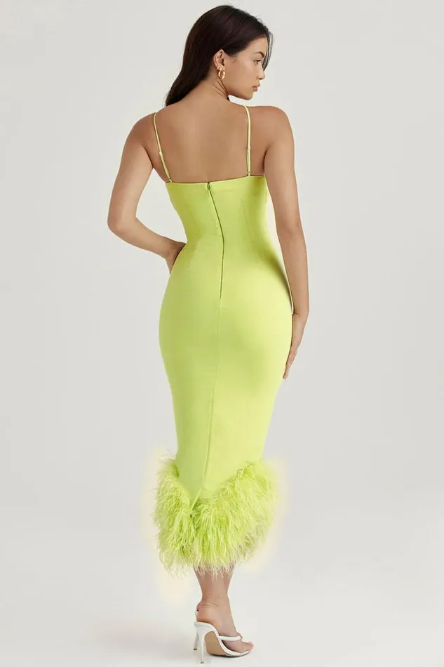 Women Alessia Lime Midi Dress House Of CB Dresses Women Alessia Lime Midi Dress House Of CB Dresses