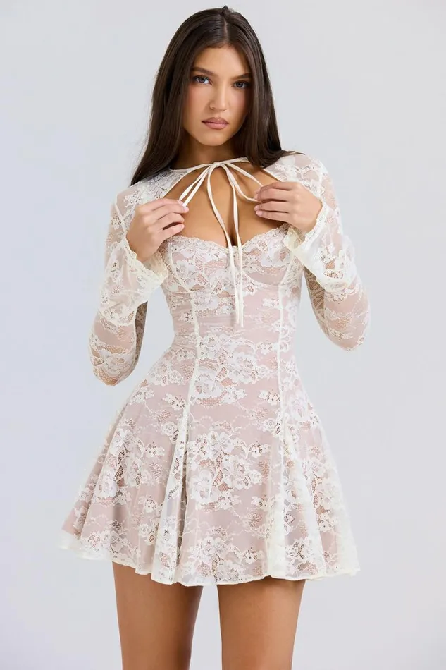 Women Alice Vintage Cream Lace Mini Dress House Of CB Dresses