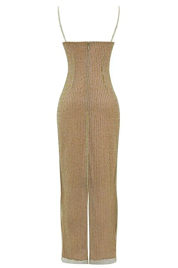 Women Alondra Cafe Au Lait Beaded Maxi Dress 8211 Limited Edition House Of CB Dresses