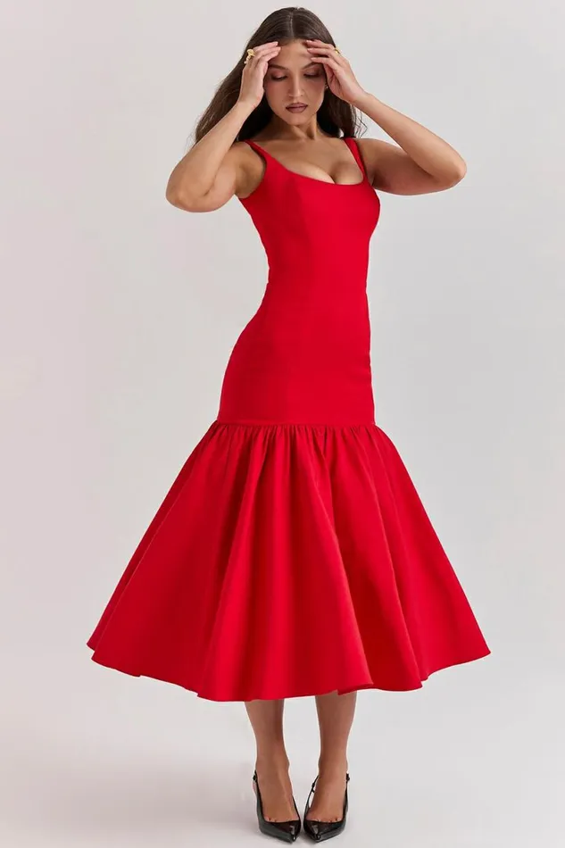 Women Amore Scarlet Dropped Waist Midi Dress House Of CB Dresses Women Amore Scarlet Dropped Waist Midi Dress House Of CB Dresses