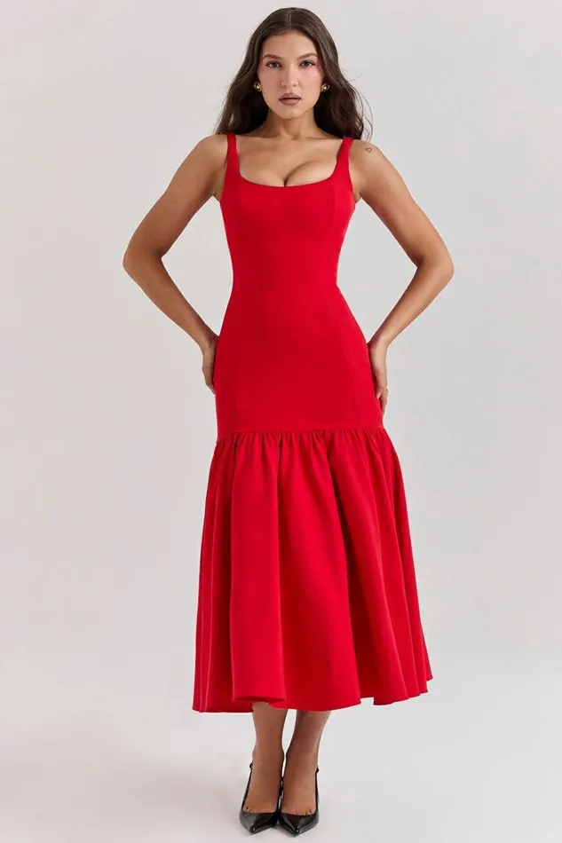 Women Amore Scarlet Dropped Waist Midi Dress House Of CB Dresses Women Amore Scarlet Dropped Waist Midi Dress House Of CB Dresses
