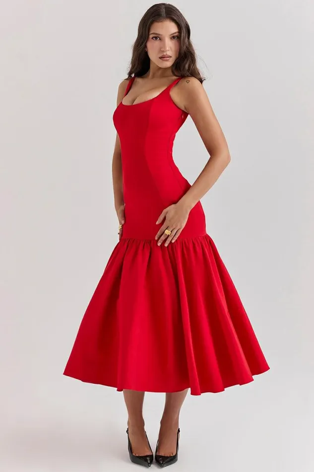 Women Amore Scarlet Dropped Waist Midi Dress House Of CB Dresses Women Amore Scarlet Dropped Waist Midi Dress House Of CB Dresses