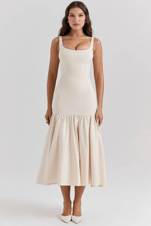 Women Amore Vintage Cream Dropped Waist Midi Dress House Of CB Dresses Women Amore Vintage Cream Dropped Waist Midi Dress House Of CB Dresses