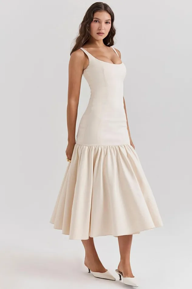 Women Amore Vintage Cream Dropped Waist Midi Dress House Of CB Dresses Women Amore Vintage Cream Dropped Waist Midi Dress House Of CB Dresses