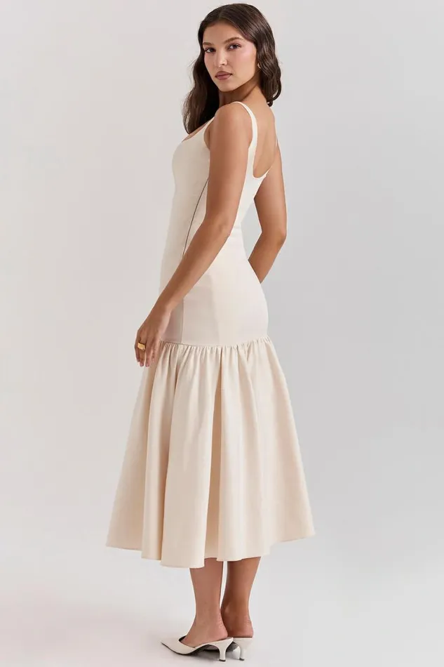 Women Amore Vintage Cream Dropped Waist Midi Dress House Of CB Dresses Women Amore Vintage Cream Dropped Waist Midi Dress House Of CB Dresses