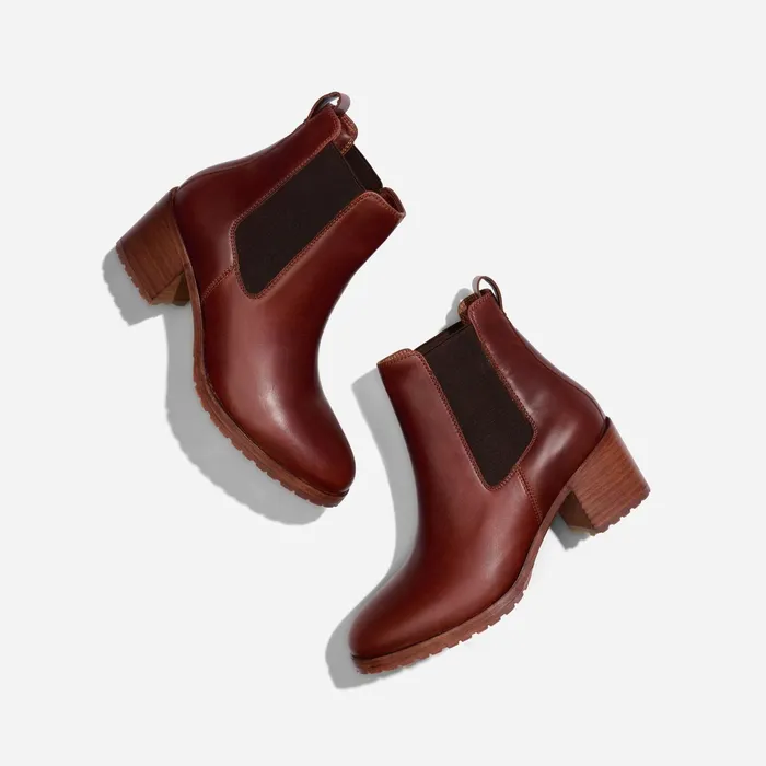Women Ana GoTo Heeled Chelsea Boot Auburn Nisolo Boots