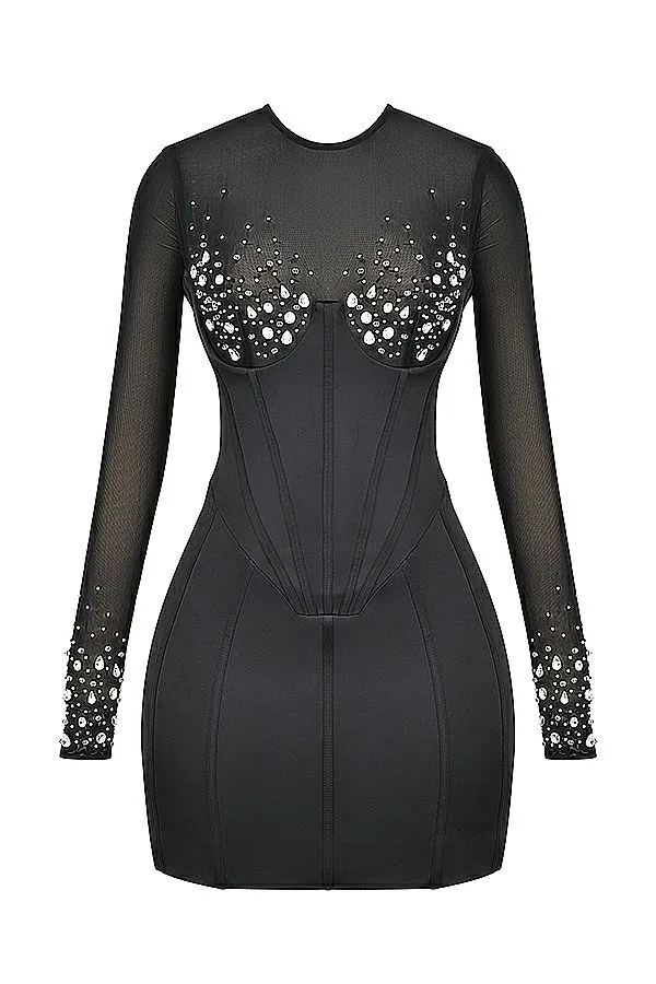 Women Anastasia Black Crystallised Corset Dress House Of CB Dresses