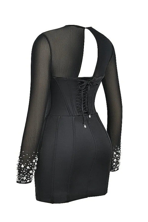 Women Anastasia Black Crystallised Corset Dress House Of CB Dresses