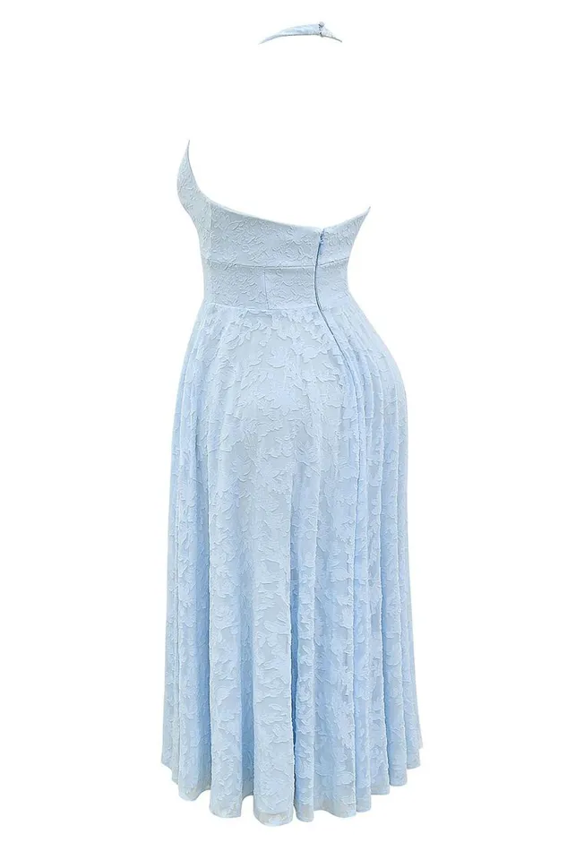 Women Arietta Bluebell Floral Jacquard Halter Midi Dress House Of CB Dresses