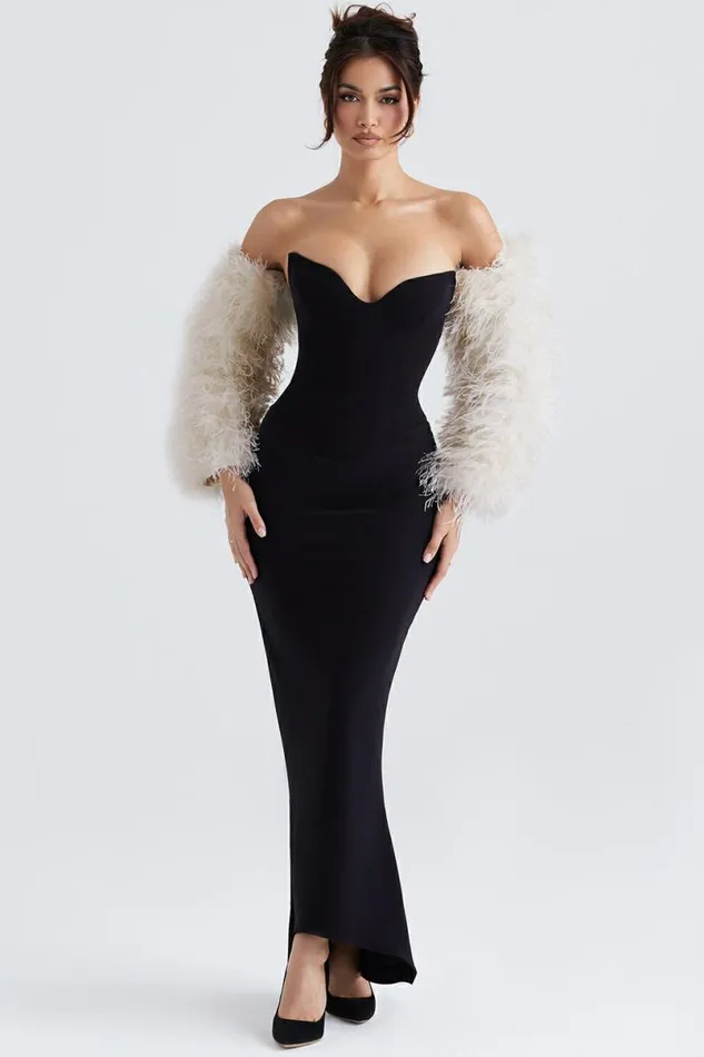 Women Ash Off White Marabou Sleeve Jacket House Of CB Outerwear