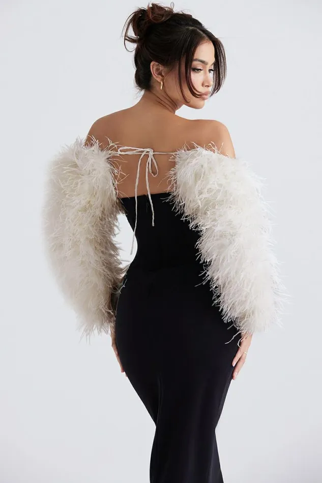 Women Ash Off White Marabou Sleeve Jacket House Of CB Outerwear Women Ash Off White Marabou Sleeve Jacket House Of CB Outerwear