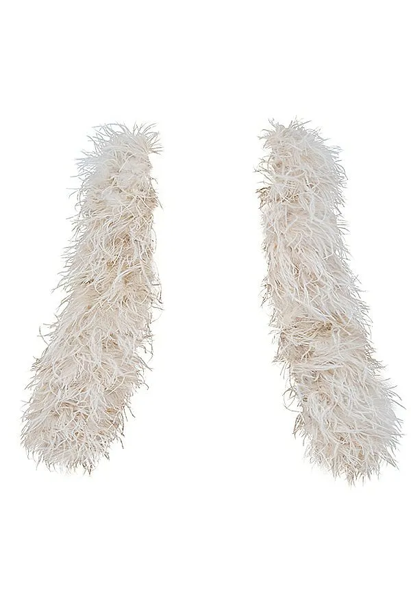Women Ash Off White Marabou Sleeve Jacket House Of CB Outerwear Women Ash Off White Marabou Sleeve Jacket House Of CB Outerwear