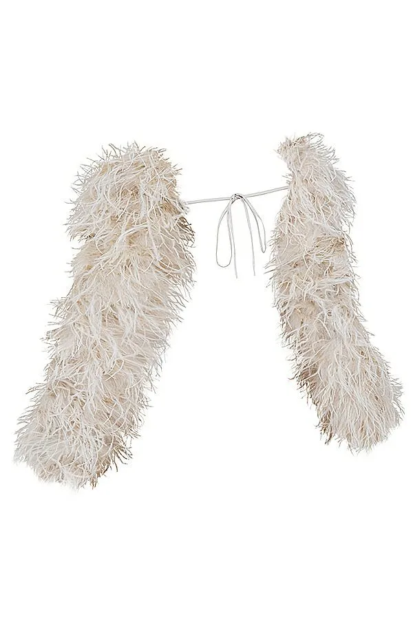 Women Ash Off White Marabou Sleeve Jacket House Of CB Outerwear Women Ash Off White Marabou Sleeve Jacket House Of CB Outerwear