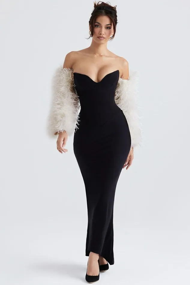 Women Ash Off White Marabou Sleeve Jacket House Of CB Outerwear Women Ash Off White Marabou Sleeve Jacket House Of CB Outerwear