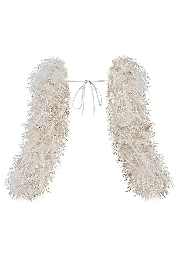Women Ash Off White Marabou Sleeve Jacket House Of CB Outerwear Women Ash Off White Marabou Sleeve Jacket House Of CB Outerwear