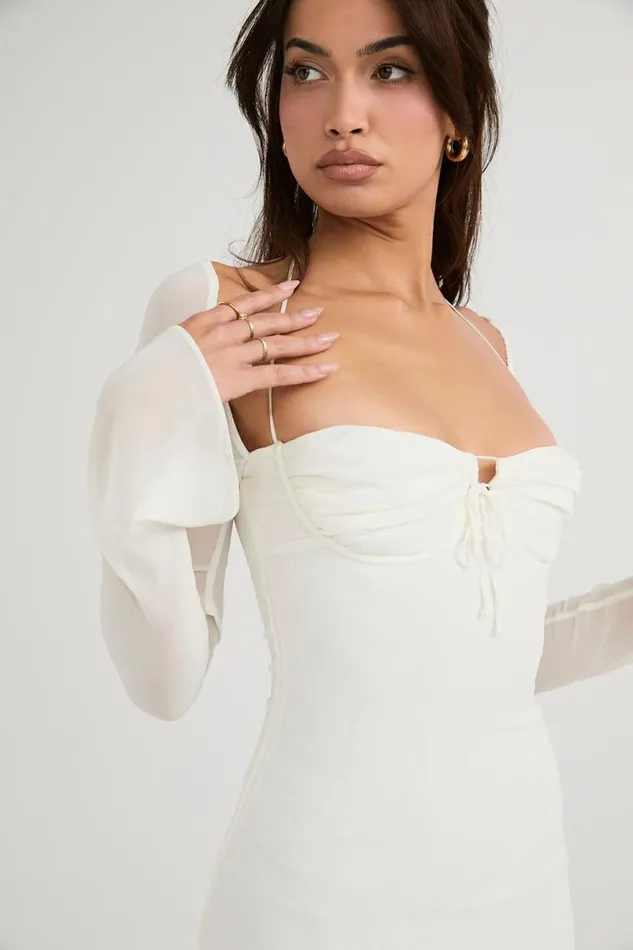 Women Babydoll Ivory Chiffon Halter Mini Dress House Of CB Dresses Women Babydoll Ivory Chiffon Halter Mini Dress House Of CB Dresses