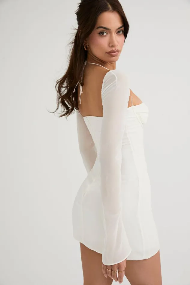 Women Babydoll Ivory Chiffon Halter Mini Dress House Of CB Dresses Women Babydoll Ivory Chiffon Halter Mini Dress House Of CB Dresses