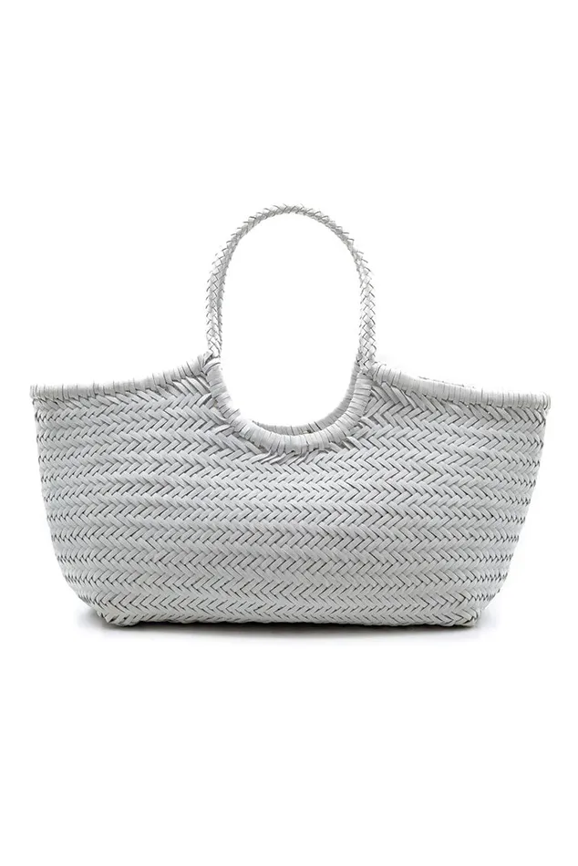 Women Bags and Travel LoveShackFancy Dragon Diffusion Nantucket Large Woven Leather Tote Optic White Women Bags and Travel LoveShackFancy Dragon Diffusion Nantucket Large Woven Leather Tote Optic White