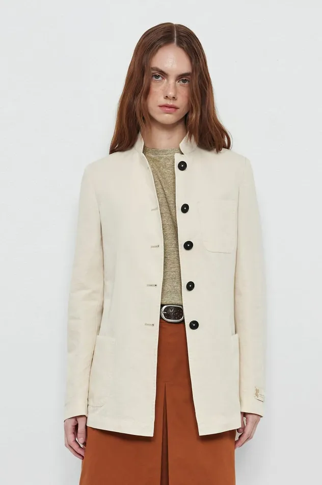 Women BALIW 8211 Cotton Linen Singlebreasted Jacket 8211 Panna Massimo Alba Jackets and Coats Women BALIW 8211 Cotton Linen Singlebreasted Jacket 8211 Panna Massimo Alba Jackets and Coats