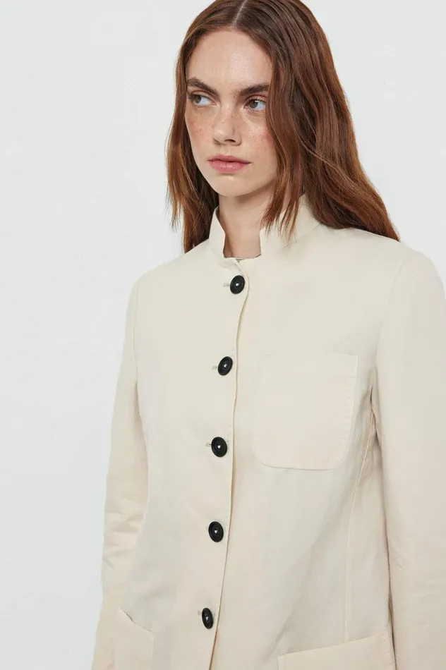 Women BALIW 8211 Cotton Linen Singlebreasted Jacket 8211 Panna Massimo Alba Jackets and Coats Women BALIW 8211 Cotton Linen Singlebreasted Jacket 8211 Panna Massimo Alba Jackets and Coats