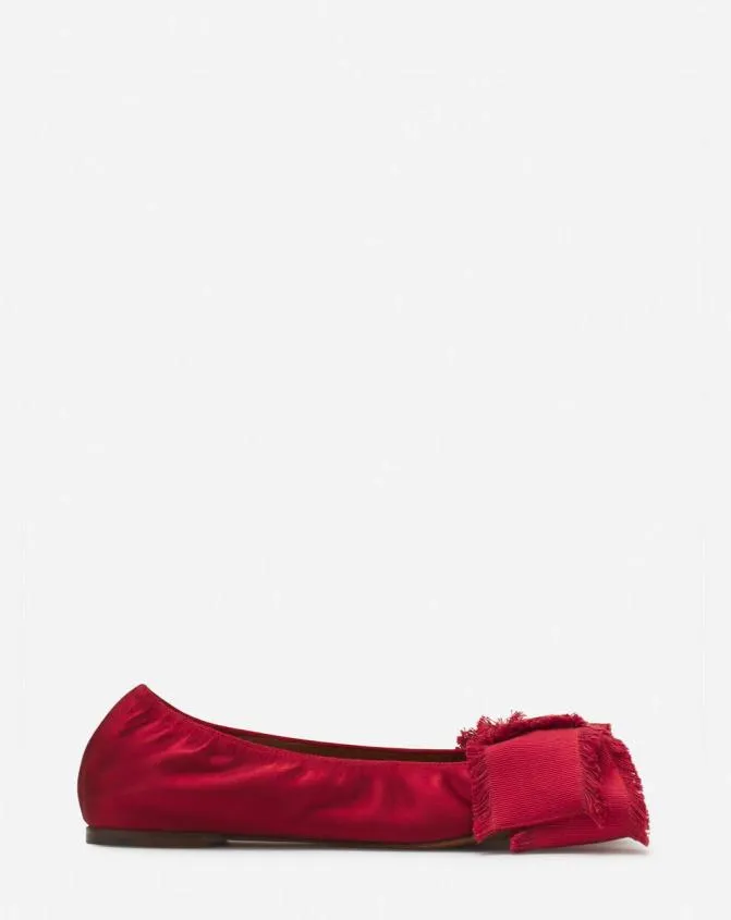 Women Ballerinas Lanvin Ballerina Flat With A Satin Bow Carmine Red