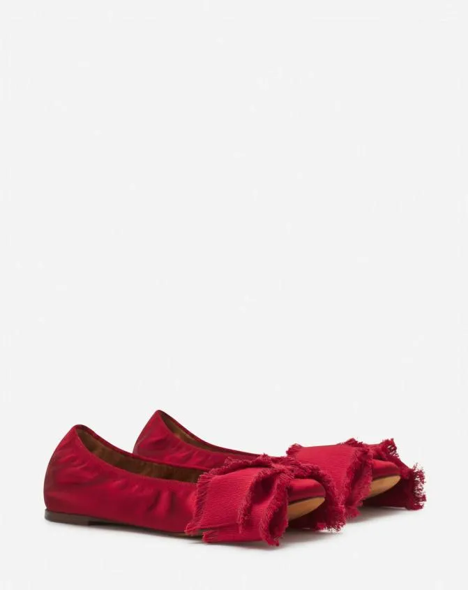 Women Ballerinas Lanvin Ballerina Flat With A Satin Bow Carmine Red Women Ballerinas Lanvin Ballerina Flat With A Satin Bow Carmine Red