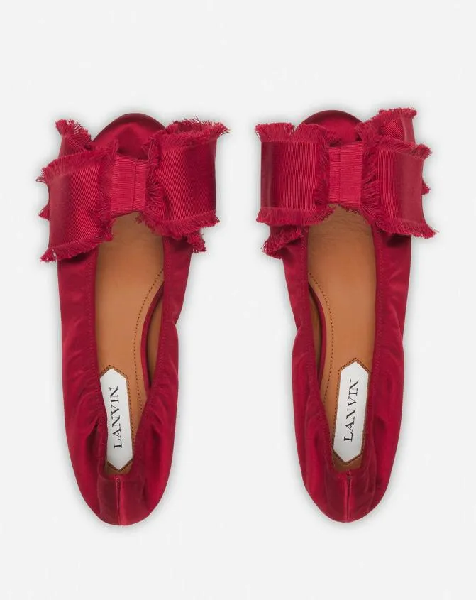 Women Ballerinas Lanvin Ballerina Flat With A Satin Bow Carmine Red Women Ballerinas Lanvin Ballerina Flat With A Satin Bow Carmine Red