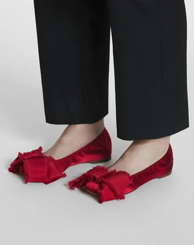 Women Ballerinas Lanvin Ballerina Flat With A Satin Bow Carmine Red Women Ballerinas Lanvin Ballerina Flat With A Satin Bow Carmine Red