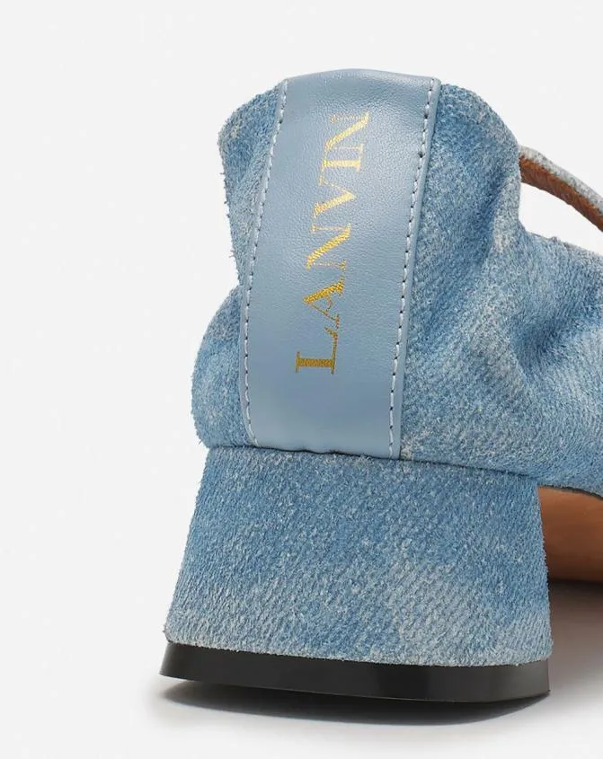 Women Ballerinas Lanvin Heeled Mary Janes In Leather With A Faded Denim Effect Denim Blue Women Ballerinas Lanvin Heeled Mary Janes In Leather With A Faded Denim Effect Denim Blue