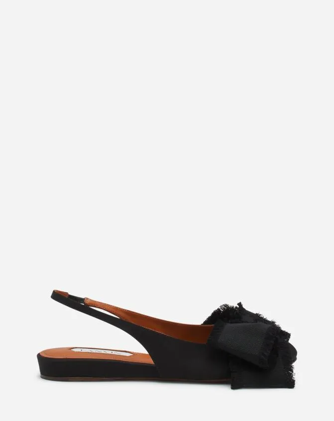 Women Ballerinas Lanvin Slingback Ballerina Flat In Satin Black