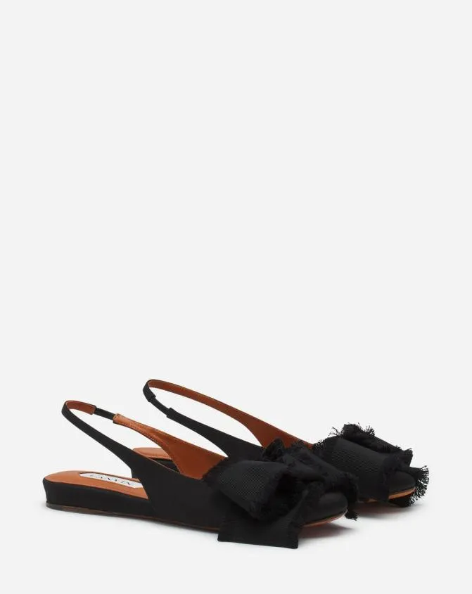 Women Ballerinas Lanvin Slingback Ballerina Flat In Satin Black Women Ballerinas Lanvin Slingback Ballerina Flat In Satin Black