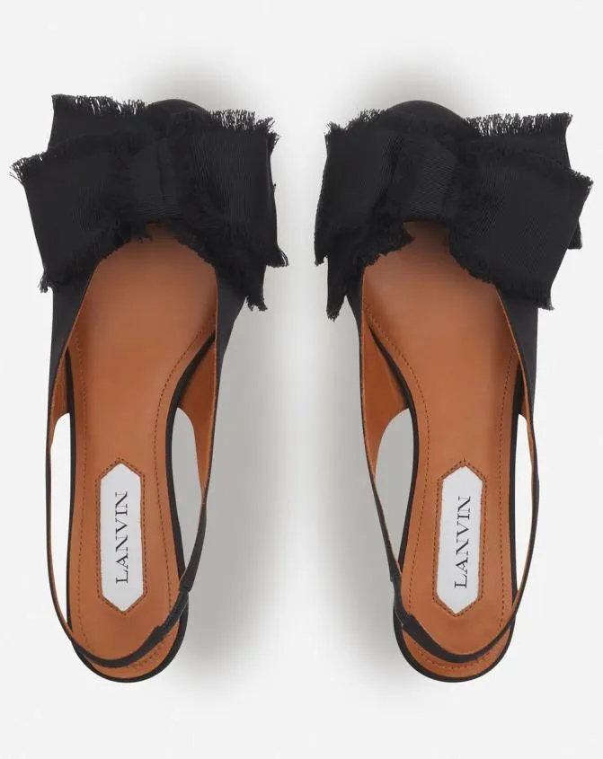 Women Ballerinas Lanvin Slingback Ballerina Flat In Satin Black Women Ballerinas Lanvin Slingback Ballerina Flat In Satin Black