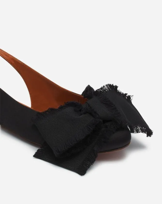 Women Ballerinas Lanvin Slingback Ballerina Flat In Satin Black Women Ballerinas Lanvin Slingback Ballerina Flat In Satin Black