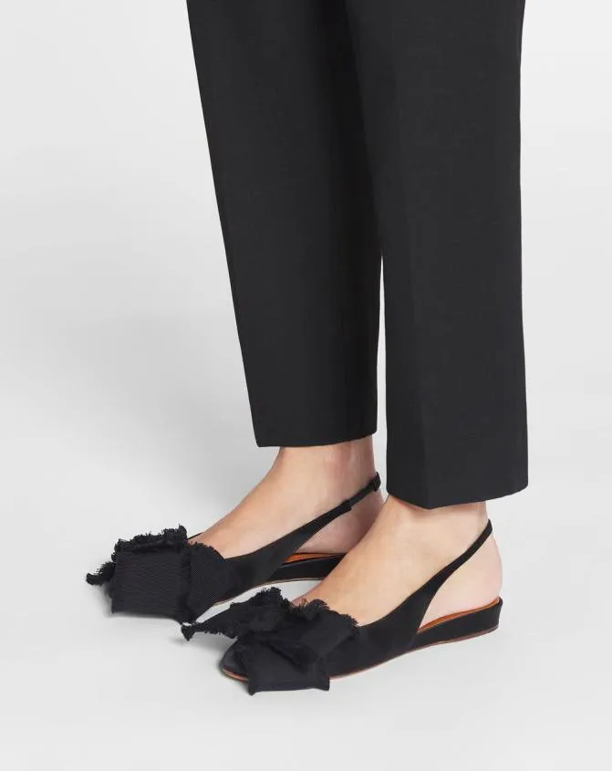 Women Ballerinas Lanvin Slingback Ballerina Flat In Satin Black Women Ballerinas Lanvin Slingback Ballerina Flat In Satin Black