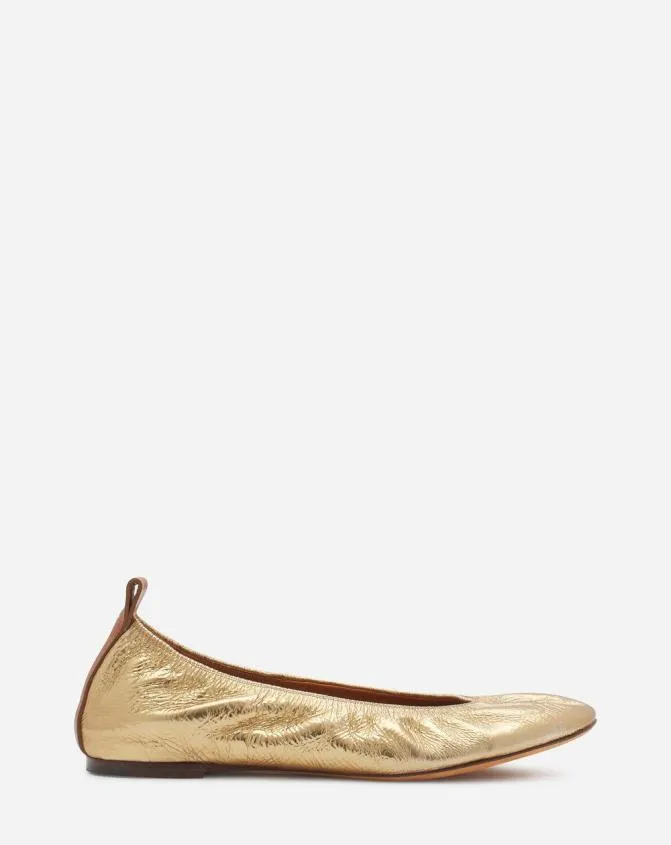 Women Ballerinas Lanvin The Ballerina Flat In Metallic Leather Gold