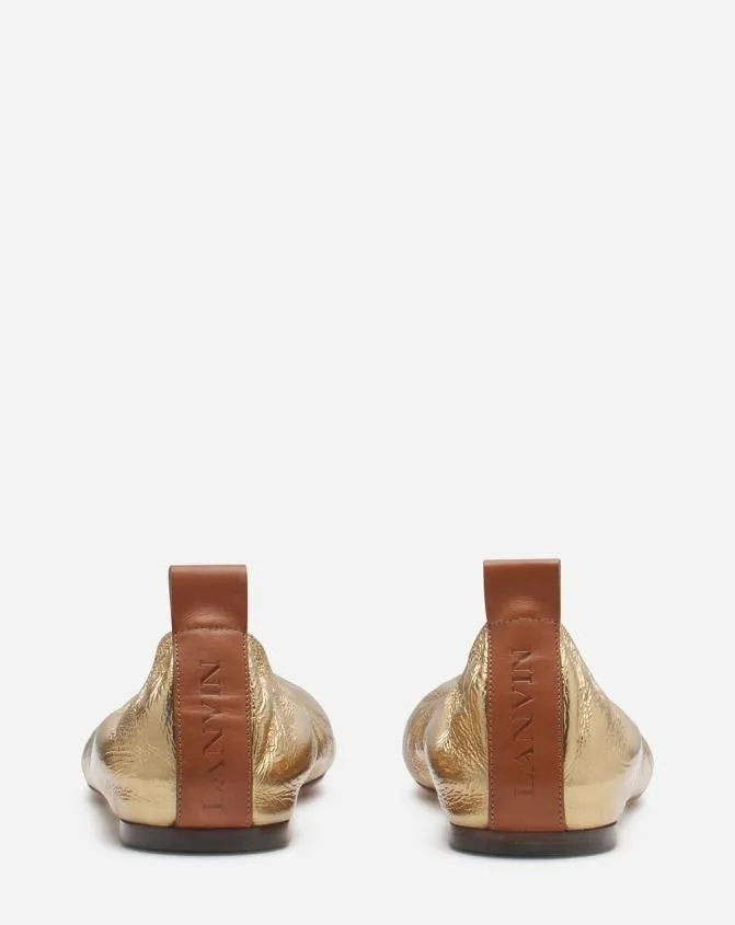 Women Ballerinas Lanvin The Ballerina Flat In Metallic Leather Gold Women Ballerinas Lanvin The Ballerina Flat In Metallic Leather Gold