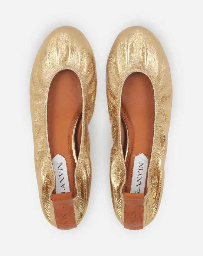 Women Ballerinas Lanvin The Ballerina Flat In Metallic Leather Gold Women Ballerinas Lanvin The Ballerina Flat In Metallic Leather Gold