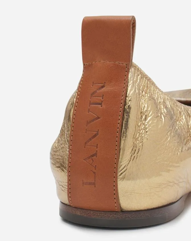 Women Ballerinas Lanvin The Ballerina Flat In Metallic Leather Gold Women Ballerinas Lanvin The Ballerina Flat In Metallic Leather Gold