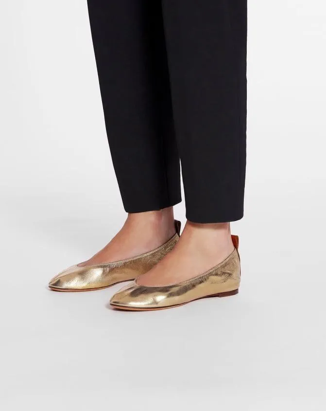 Women Ballerinas Lanvin The Ballerina Flat In Metallic Leather Gold Women Ballerinas Lanvin The Ballerina Flat In Metallic Leather Gold