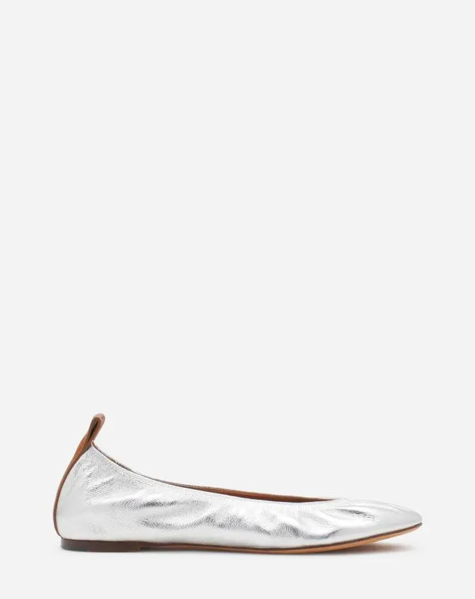 Women Ballerinas Lanvin The Ballerina Flat In Metallic Leather Silver
