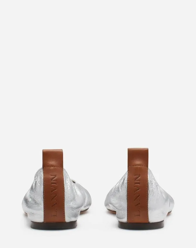 Women Ballerinas Lanvin The Ballerina Flat In Metallic Leather Silver Women Ballerinas Lanvin The Ballerina Flat In Metallic Leather Silver