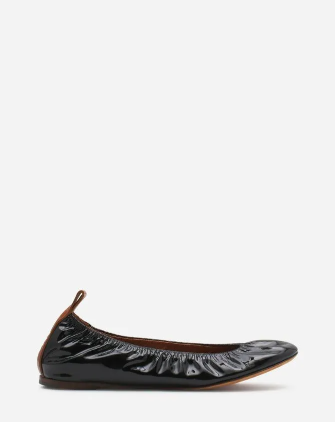 Women Ballerinas Lanvin The Ballerina Flat In Patent Leather Black